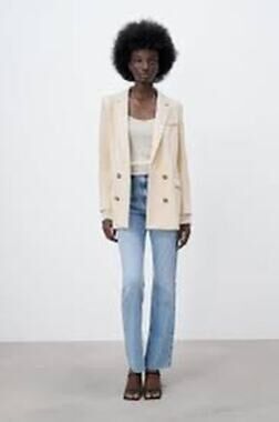 Zara Tailored Double Breasted Blazer in Ecru